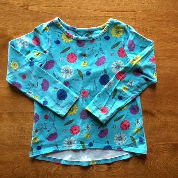 Lands' End Other - Lands' End aqua floral long-sleeve shirt 3T